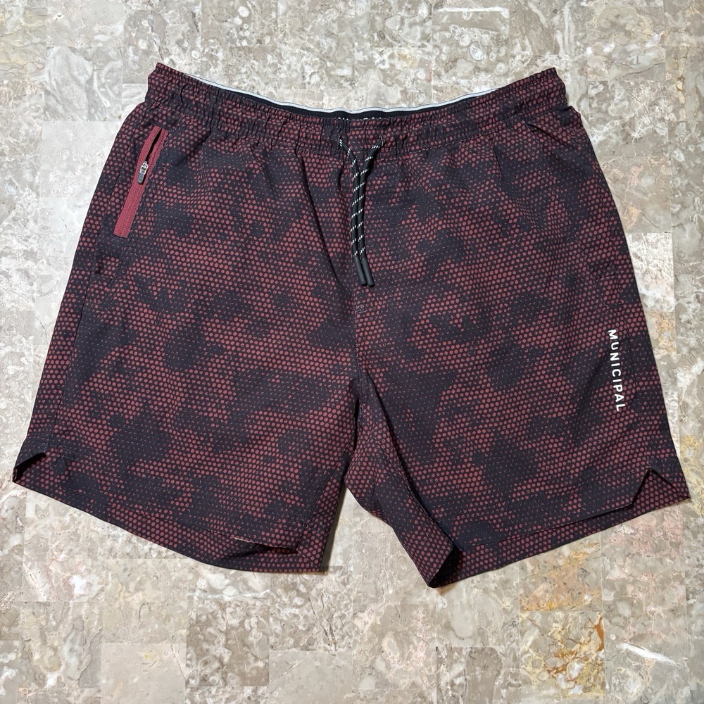 Municipal Shorts Mens Medium Red 4 AM Training Club 6" Woven Gym Running